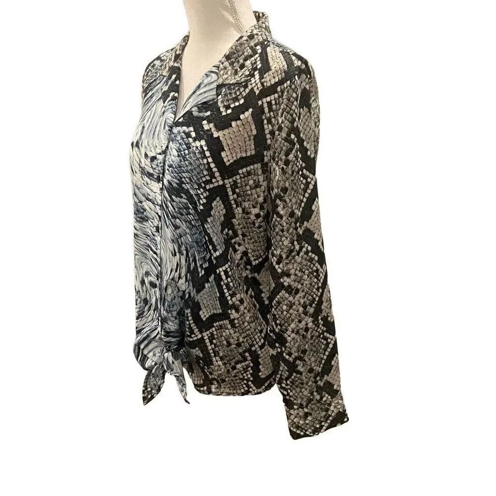 MICHAEL KORS Snake Print Button Down Blouse - Picture 2 of 5